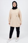 Taş Desenli İplik Sweatshirt