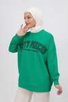 Yeşil Boncuk Ve Nakış Detaylı 2iplik Sweatshirt