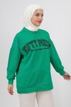 Yeşil Boncuk Ve Nakış Detaylı 2iplik Sweatshirt