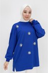 Saks İp Kumaş Taş Ve İnci Detaylı Sweatshirt