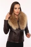 Siyah Hakiki Deri İşlemeli Kürklü Ceket