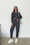 Antrasit Basic Kapüşonlu Sweatshirt Jogger Eşofman Modal Kumaş 2&#039;li Takım