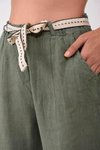 Haki Yeşil Keten Havuç Pantolon