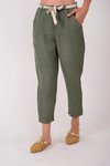 Haki Yeşil Keten Havuç Pantolon