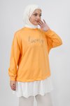 Somon Önü Taş Detaylı İplik Kumaş Sweatshirt