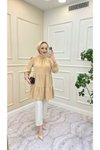 Bej Kol Büzgülü Linda Tunik
