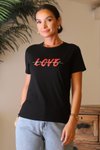 Siyah Love Baskılı T-shirt