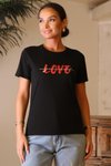 Siyah Love Baskılı T-shirt