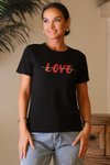 Siyah Love Baskılı T-shirt