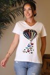 Beyaz Balon İşlemeli T-shirt