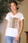 Beyaz Leopar Baskılı T-shirt