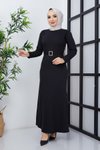 Siyah Arya Atlas Elbise