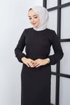 Siyah Gülce Krep Elbise