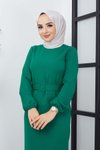 Yeşil Gülce Krep Elbise