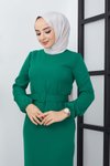 Yeşil Gülce Krep Elbise