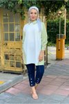 Mint Önü Örme Kumaş Poplin Tunik