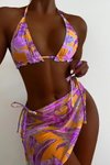 Mor Ebruliva Bikini Pareo Set