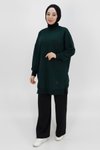 Haki İki İp Kumaş Basic Tunik Sweatshirt