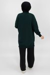 Haki İki İp Kumaş Basic Tunik Sweatshirt