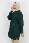 Haki Scuba Kumaş Pul Ve Nakış Detaylı Sweatshirt