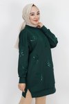 Haki Scuba Kumaş Pul Ve Nakış Detaylı Sweatshirt