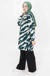 Haki Scuba Kumaş Zebra Desenli Sweatshirt