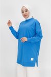 İndigo İki İp Kumaş Basic Tunik Sweatshirt