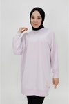 Lila İki İp Kumaş Basic Tunik Sweatshirt