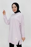 Lila İki İp Kumaş Basic Tunik Sweatshirt