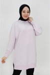 Lila İki İp Kumaş Basic Tunik Sweatshirt