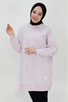 Lila İki İp Kumaş Basic Tunik Sweatshirt