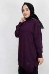 Mor Iki İplik Kumaş Basic Tunik Sweatshirt