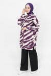 Mor Scuba Kumaş Zebra Desenli Sweatshirt