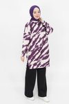 Mor Scuba Kumaş Zebra Desenli Sweatshirt