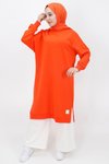 Oranj İp Kumaş Uzun Boy Basic Sweatshirt