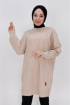 Vizon İki İp Kumaş Basic Tunik Sweatshirt