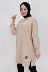 Vizon İki İp Kumaş Basic Tunik Sweatshirt