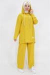 Yağ Yeşili Yakası Düğme Detaylı Ve Kapişonlu Aerobin Kumaş Takım