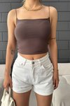 Vizon İp Askılı %100 Pamuk Sandy Crop Bluz