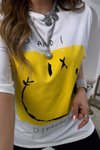 Ekru Sarı Smiley Tshirt Ekru-sarı