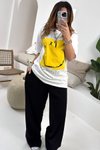 Ekru Sarı Smiley Tshirt Ekru-sarı