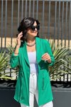 Yeşil Beli Sıkmalı Ceket