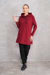 Bordo Sweat-tunik Pantolon İkili Spor Takım