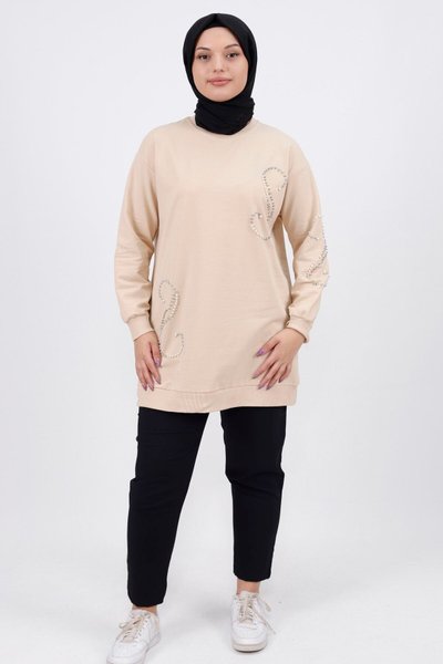 Taş Inci Detaylı İplik Sweatshirt