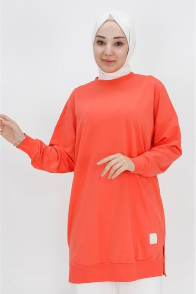 Somon İki İp Kumaş Basic Tunik Sweatshirt