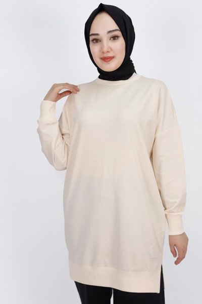 Taş Iki İplik Kumaş Basic Tunik Sweatshirt