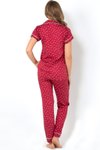 Bordo Burgundy Heart Kısa Kollu Pijama Takım