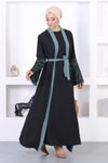 Mint Dantel Detaylı Abaya