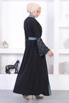 Mint Dantel Detaylı Abaya