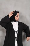 Siyah Önü Bağlamalı Kimono Tunik